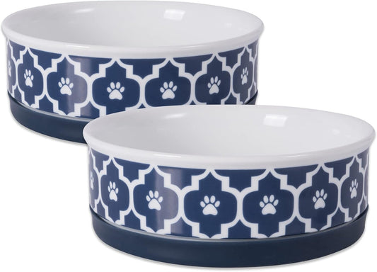 Bone Dry Nautical Blue Pet Bowl Set