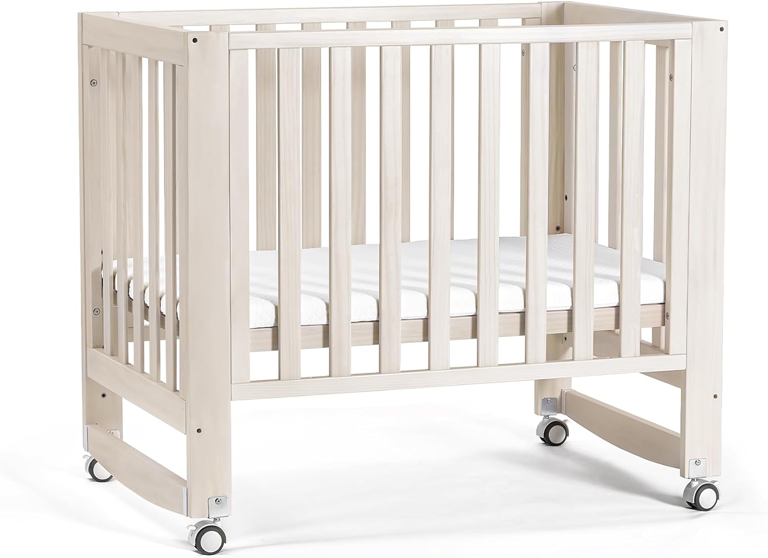 EvoNest Baby Crib 6 in 1 Convertible Mini Crib with Wheels