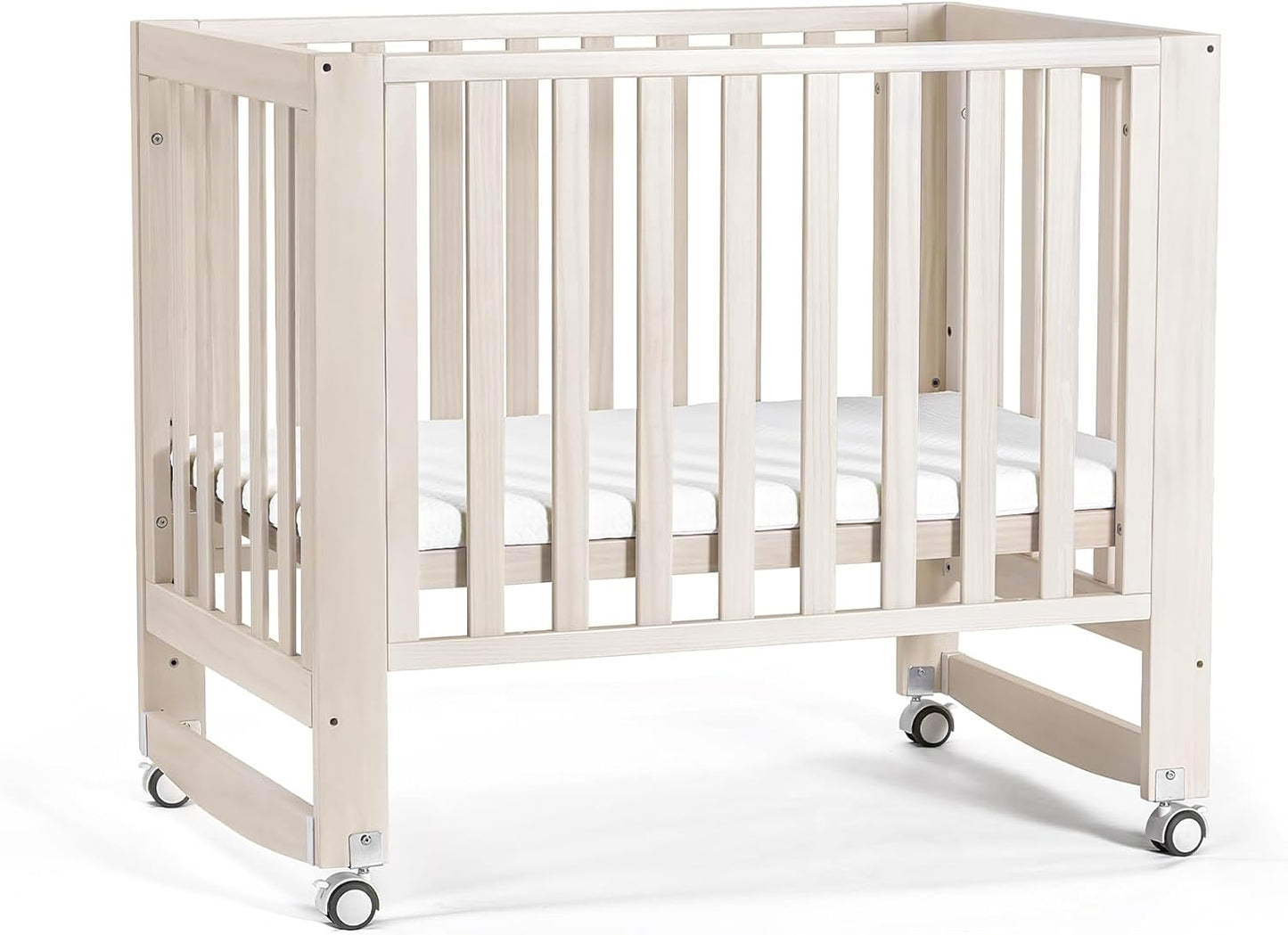 EvoNest 6 in 1 Convertible Mini Crib with Wheels for Baby