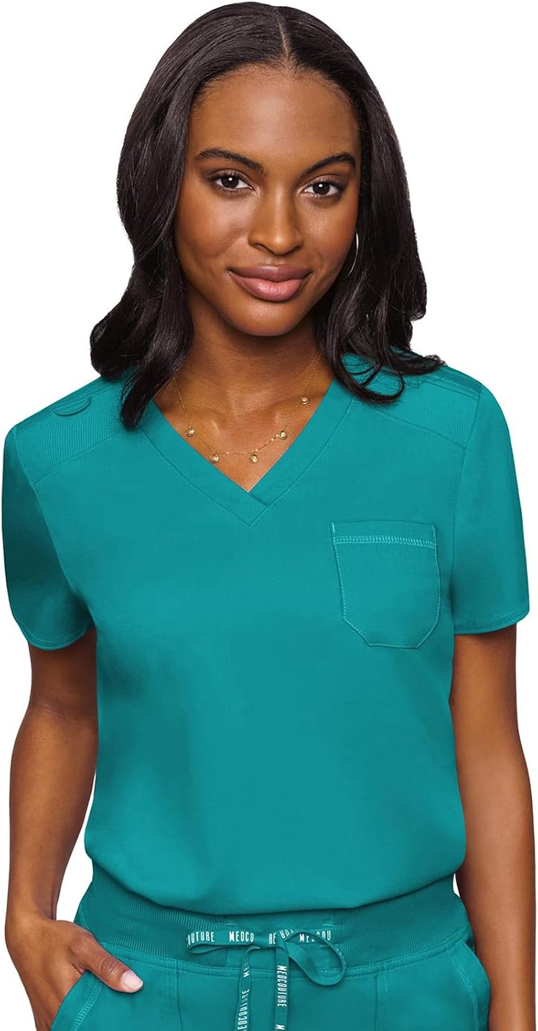 Med Couture Women's V-Neck Scrub Top - Stylish and Functional