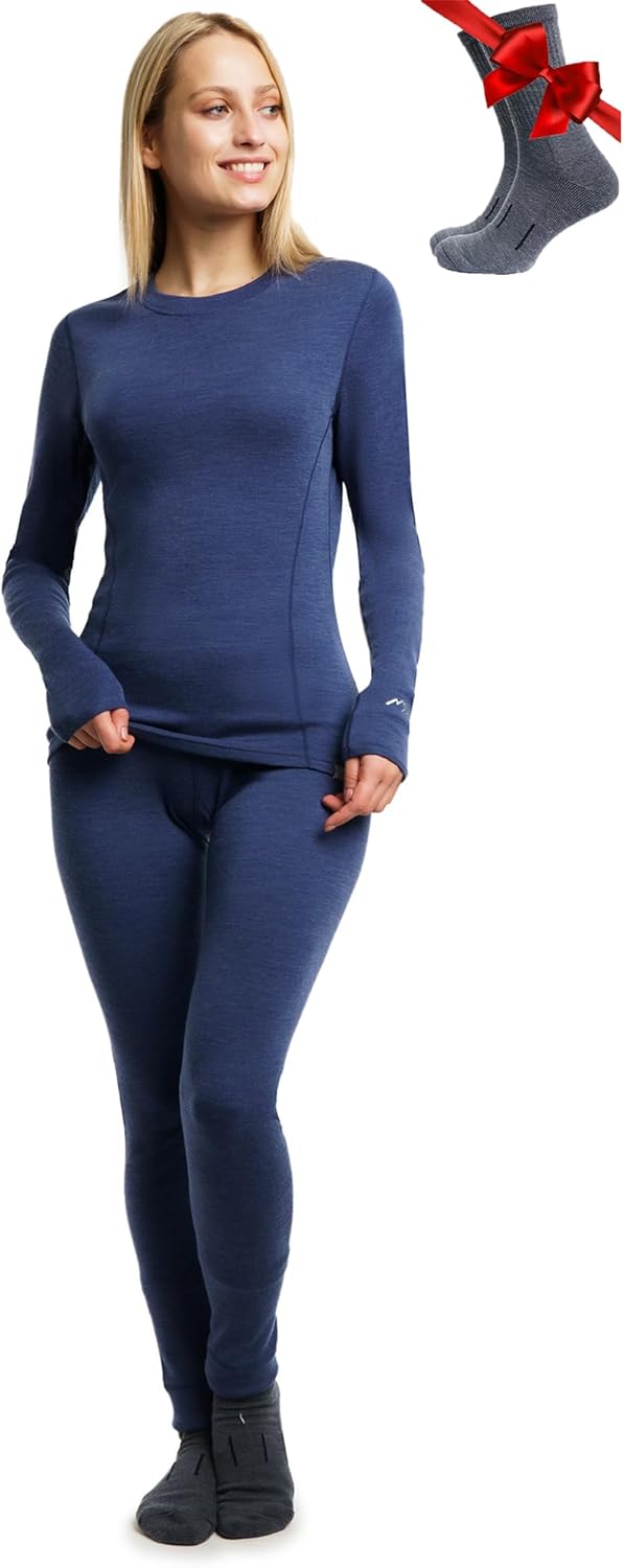 Merino Wool Base Layer Women Set - Super Soft & Comfortable