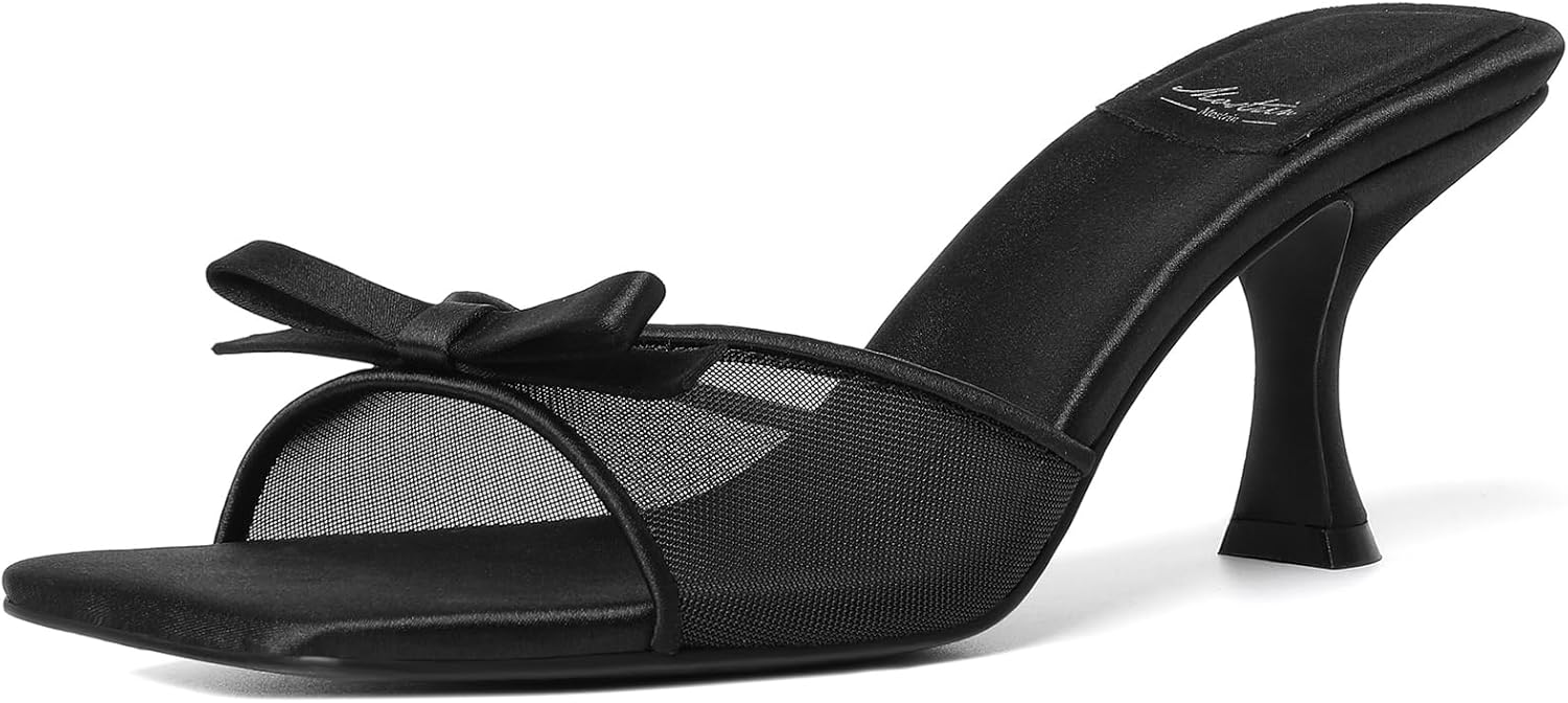 Mostrin Kitten Heels for Women with Bow - Vintage Mules Style