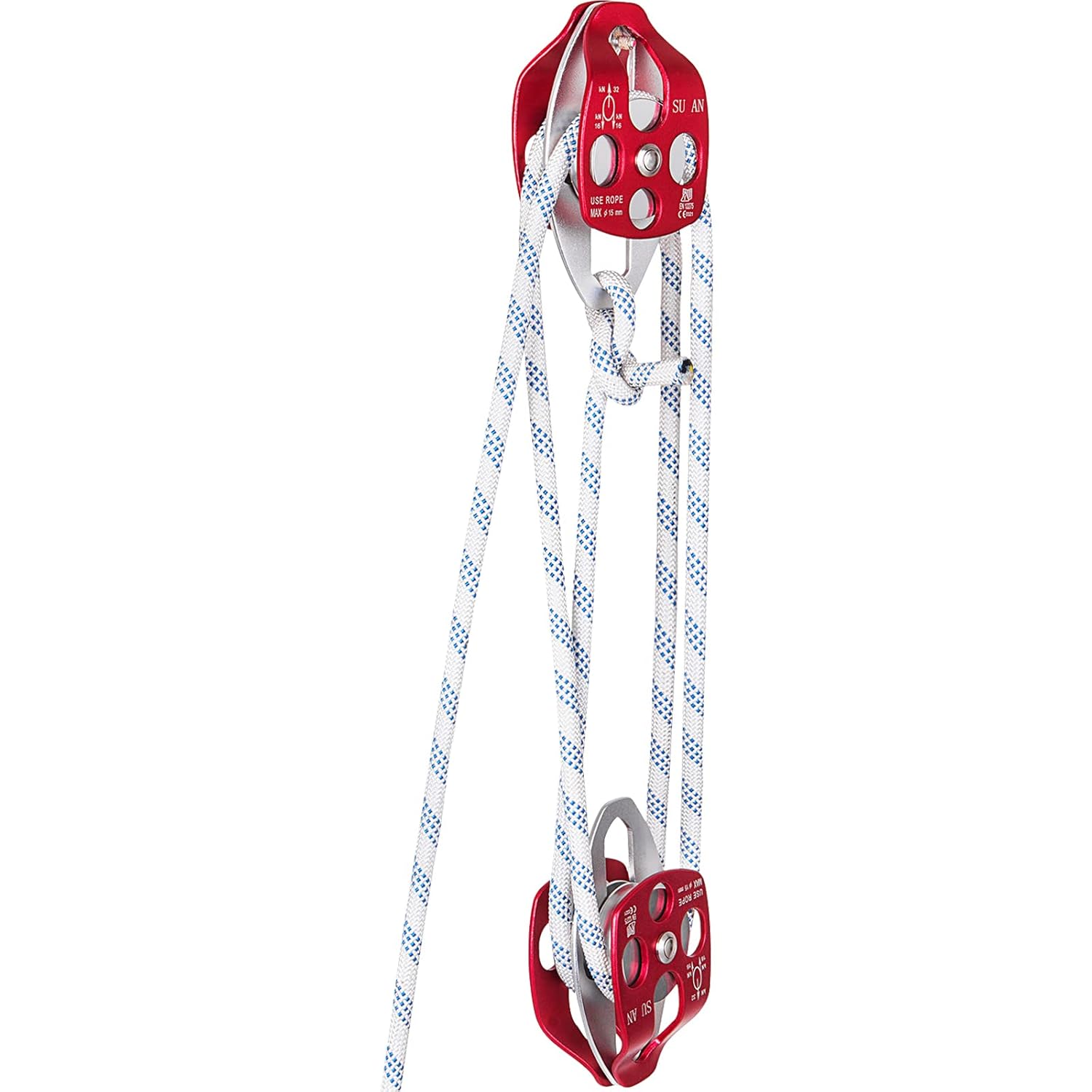 VEVOR Twin Sheave Block and Tackle with 100Ft Rope for Rigging