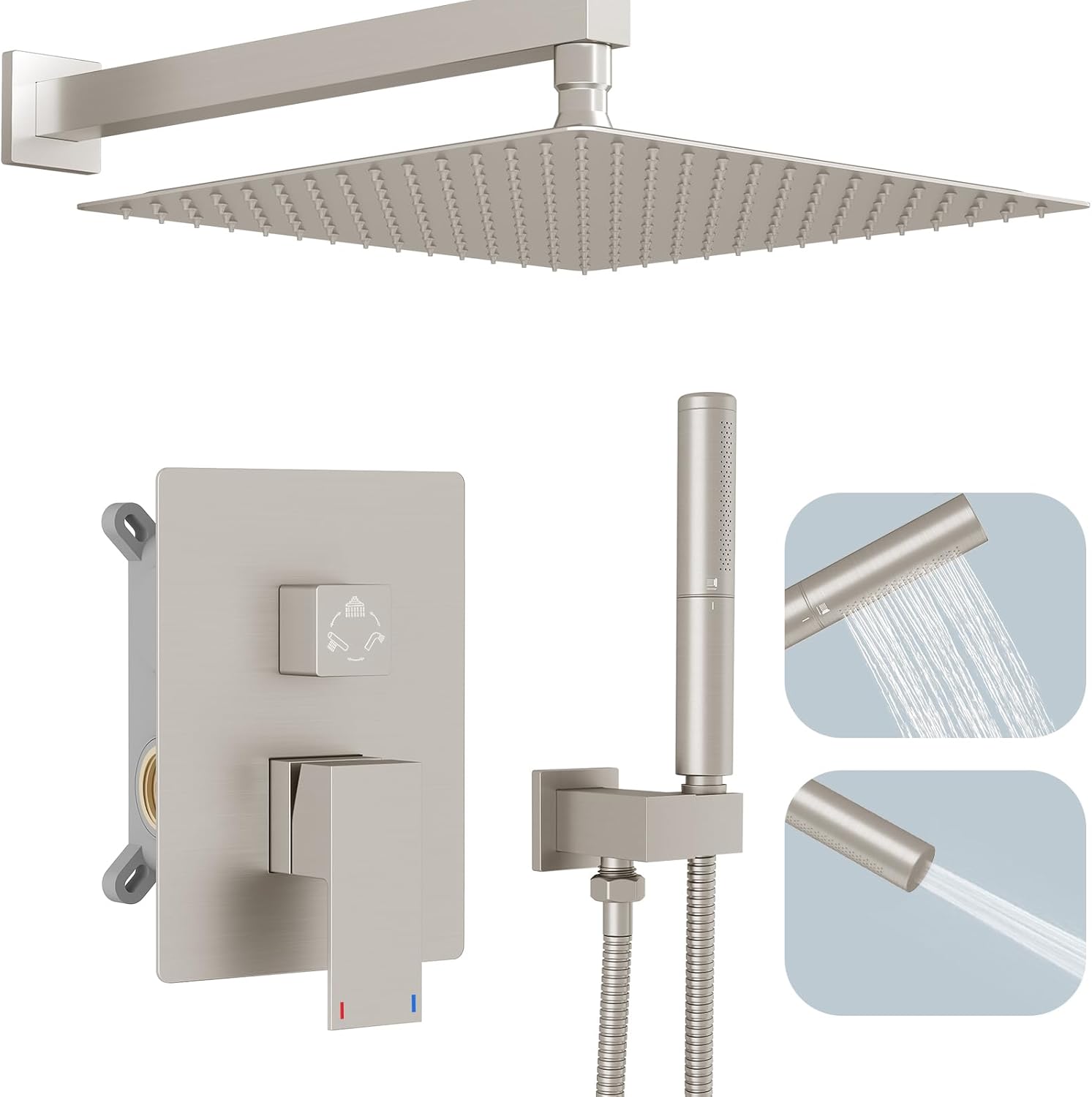 Hoimpro 12 Inch Shower System Set with Rain Shower Head and Handheld