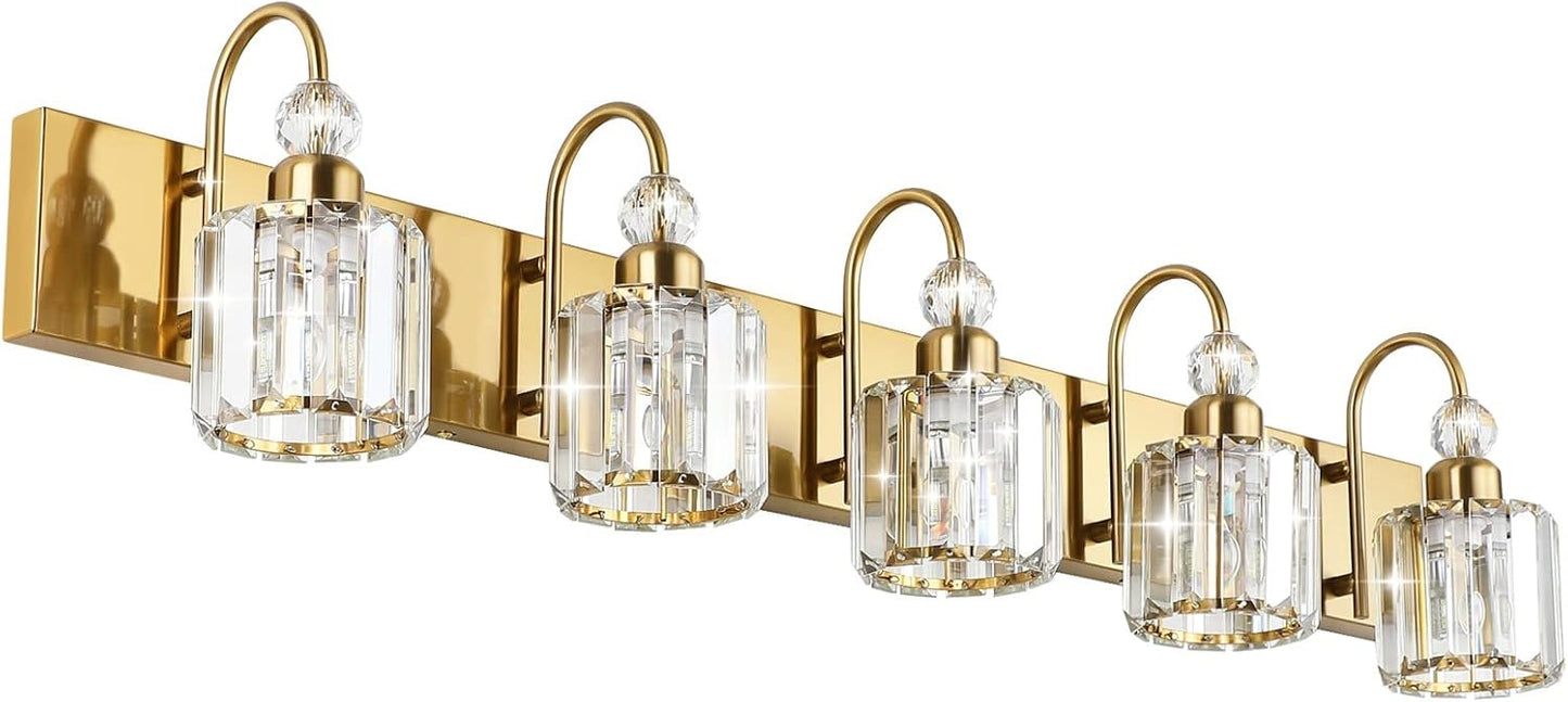 Ralbay Crystal Vanity Lights 5-Lights Modern Bathroom Fixture