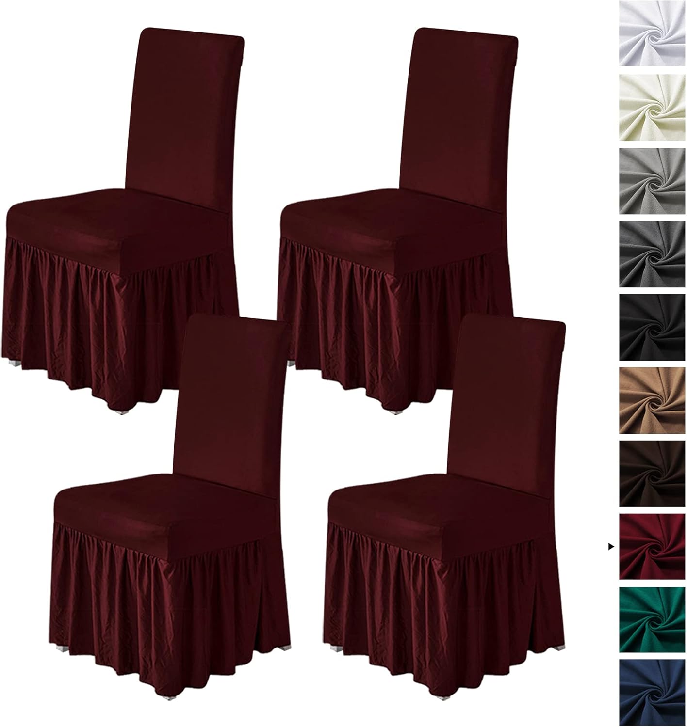 Molasofa Stretch Chair Covers for Dining Room Set of 4 Burgundy