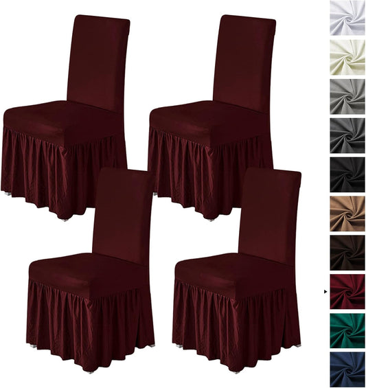 Molasofa Stretch Chair Covers for Dining Room Set of 4 Burgundy