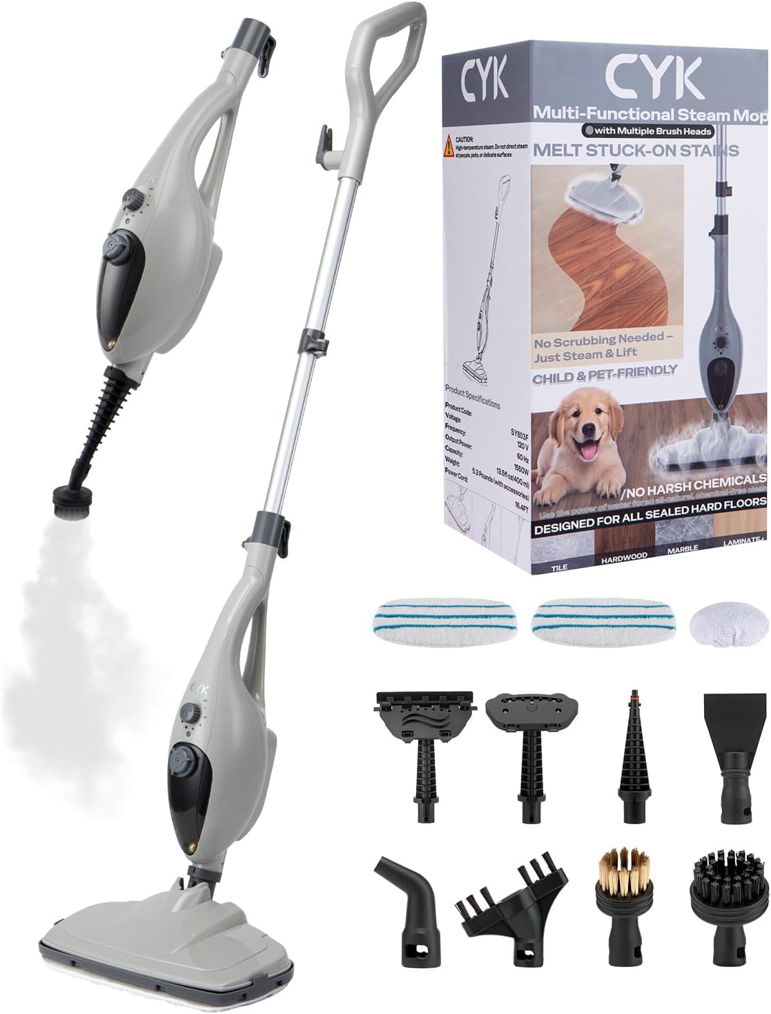 CYK Steam Mops for Floor Cleaning - 12 in 1 Handheld Cleaner
