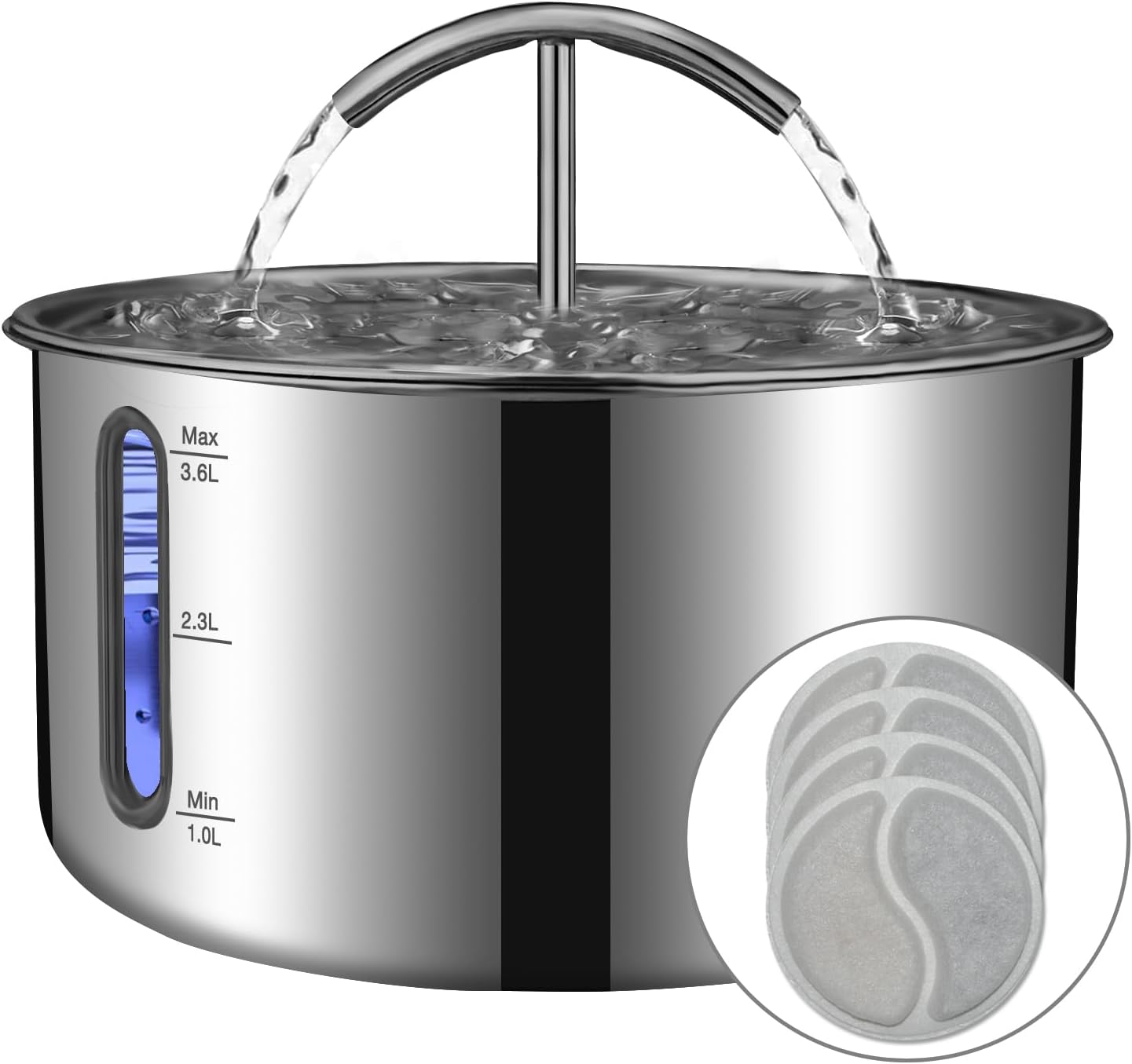 Large Capacity Stainless Steel Cat Water Fountain for Pets