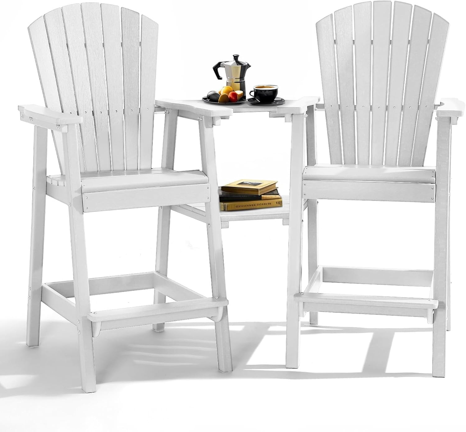 PASAMIC Tall Adirondack Chair Set of 2 with Removable Trays