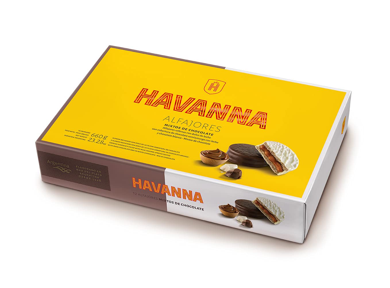 Alfajor Mixed Chocolate and White Chocolate - 12 Bars Box