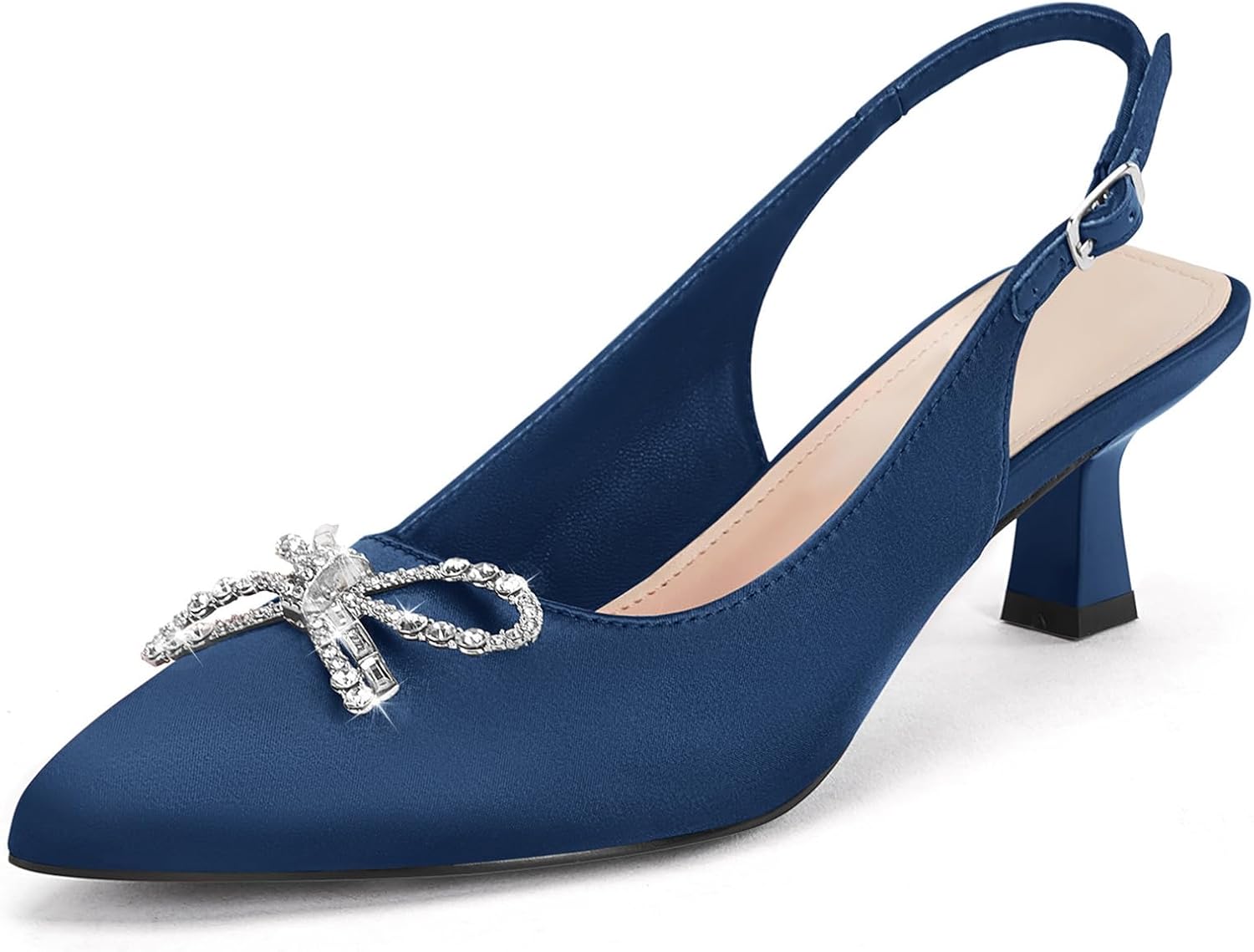 Coutgo Womens Kitten Heels Satin Pumps for Elegant Occasions