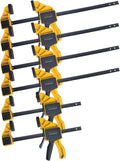 6 Pack Bar Clamps for Woodworking 12in & 6in - One-Handed Quick Change