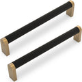 10 Pack Matte Black and Champagne Bronze Cabinet Pulls - Knurled 6-1/4