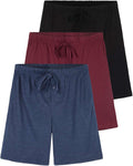 Mens Cotton Ultra-Soft Knit Sleep Pajama Shorts 3 Pack (Style FLWB)