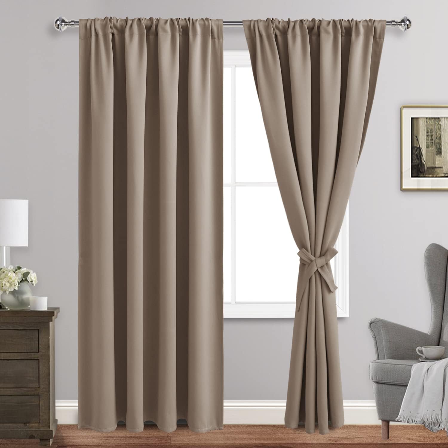 JIUZHEN Blackout Curtains for Bedroom - 60 Inch Thermal Insulated