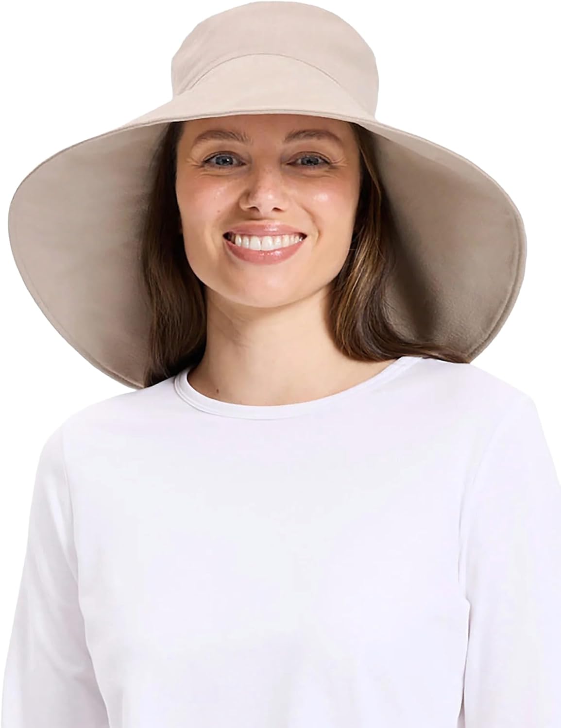 Solbari Womens Ultra-Wide Cotton Linen Sun Hat with UPF 50