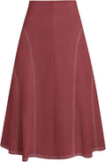 Kate Kasin Women's Suede Midi Skirt High Waist A-Line - Soft Suede