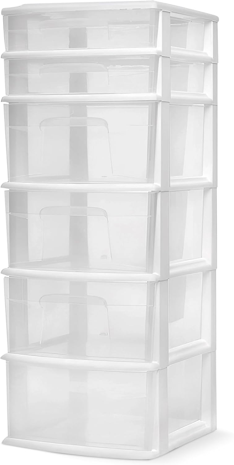 HOMZ 6-Tier Clear Plastic Storage Organizer Cart for Home Use