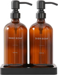 Amber Soap Dispenser Set for Kitchen Sink - Modern Minimalist Look