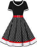 Women 1950s Retro Polka Dot Swing Dress - Flattering Vintage Fit