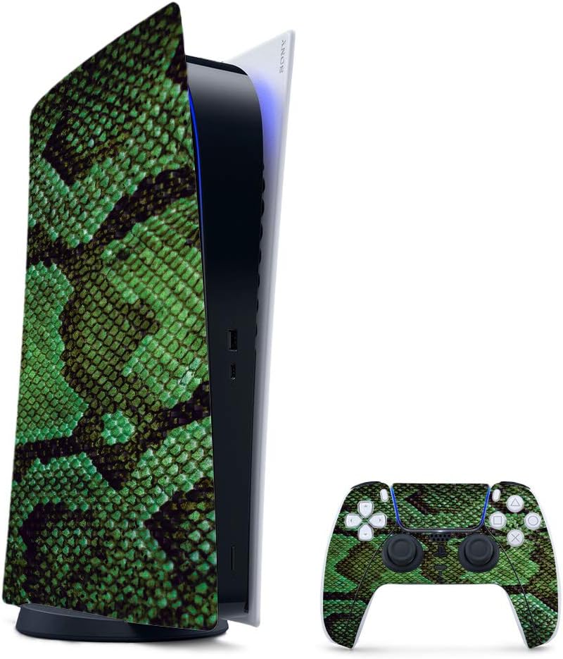 MightySkins Carbon Fiber Gaming Skin for PS5 - Green Serpent