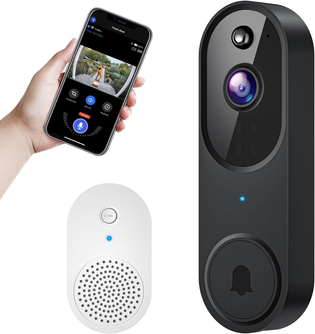 Hubposh Smart Doorbell: Motion Detection, Night Vision, Two-Way Audio