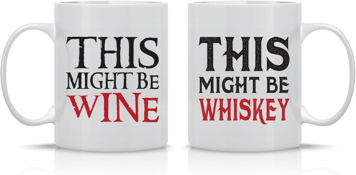Funny Wine Lover Couple Mugs - His & Hers Set