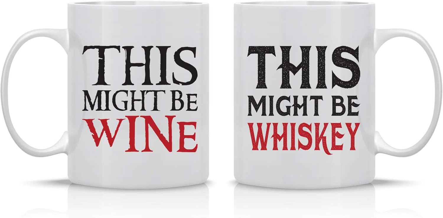 Funny Wine Lover Couple Mugs - His & Hers Set