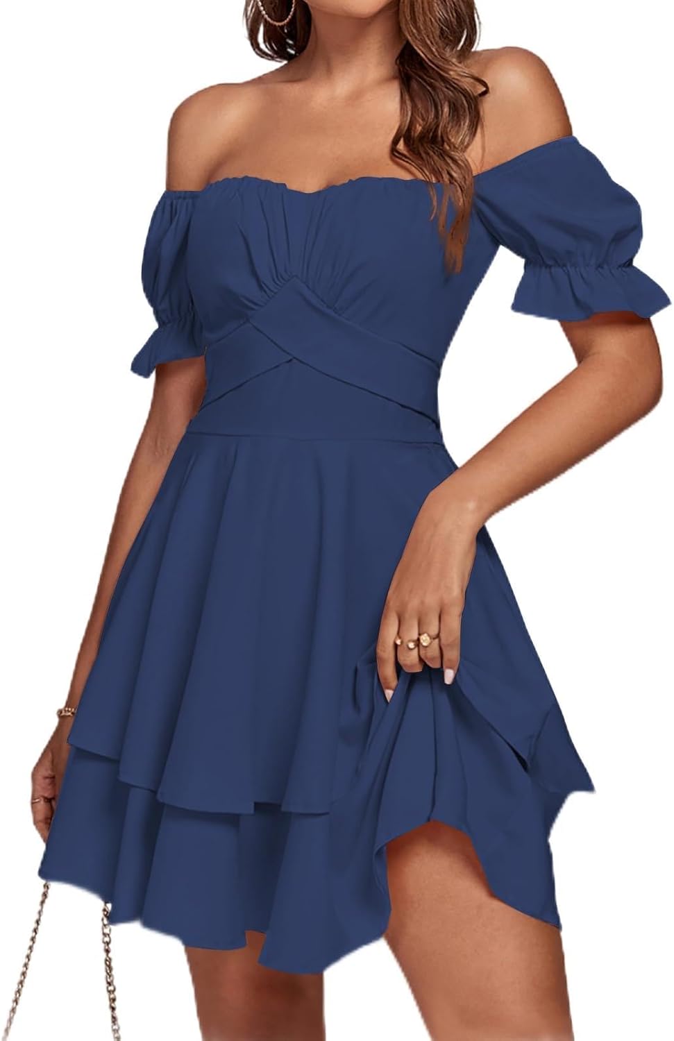 LYANER Women's Tie Back Off Shoulder Ruffle Mini Dress Review