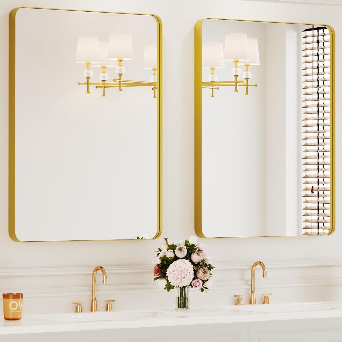 Bathroom Mirrors for Over Sink - 2Pcs 24x36Inch Gold Frame