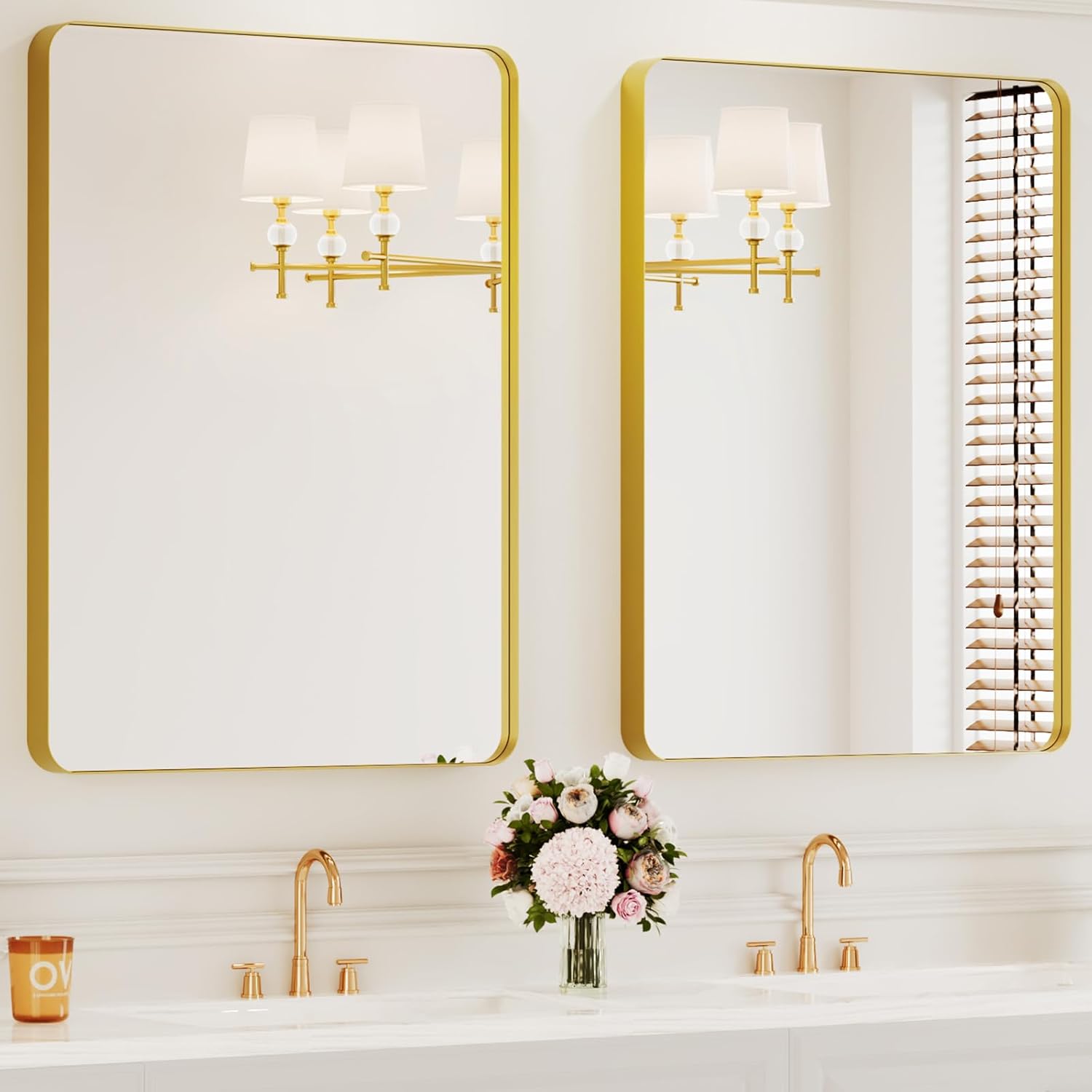 Bathroom Mirrors for Over Sink - 2Pcs 24x36Inch Gold Frame