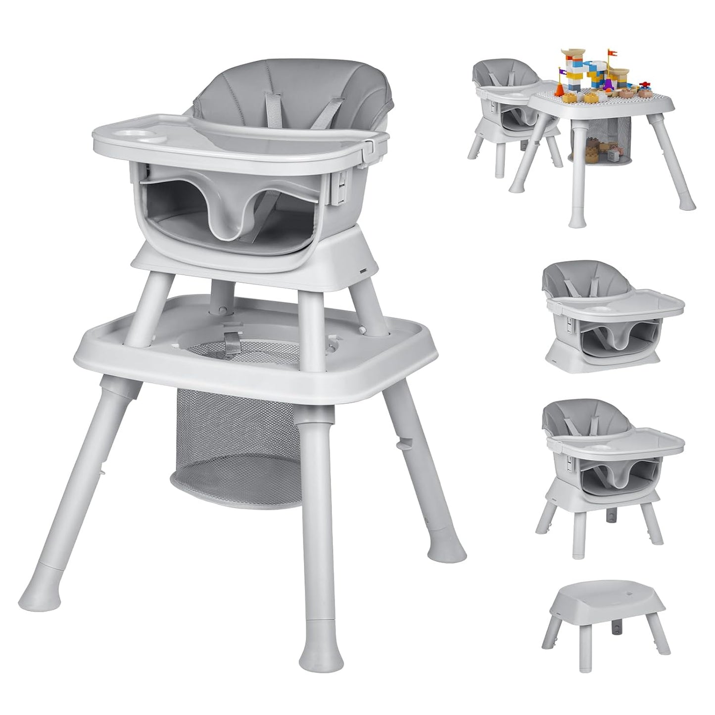 8-in-1 Convertible High Chair for Babies and Toddlers, Gray