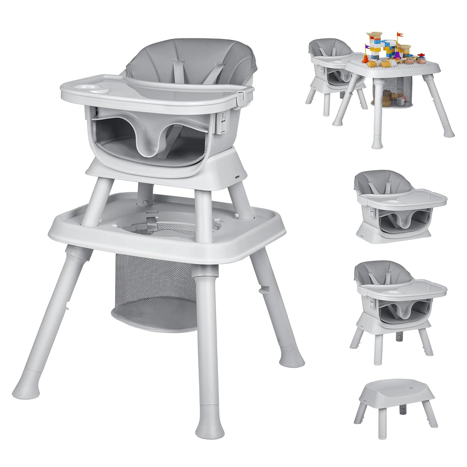 8-in-1 Convertible High Chair for Babies and Toddlers, Gray