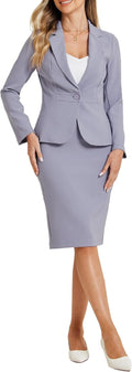 Allegra K Women's 2 Piece Skirt Suit Set - Professional Pencil