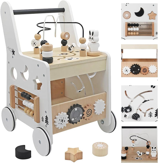 Montessori Wooden Baby Walker: 5-in-1 Learning Fun!