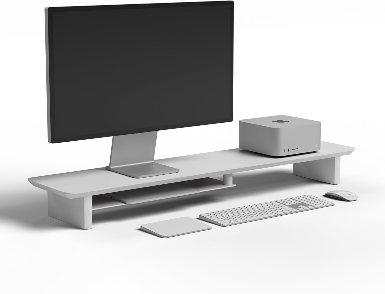Large All White Desk Monitor Stand for Ergonomic Setup