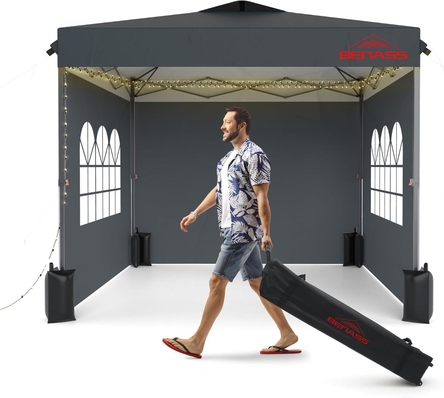 10x10 Pop Up Canopy with Sidewalls by Benass - Easy Setup