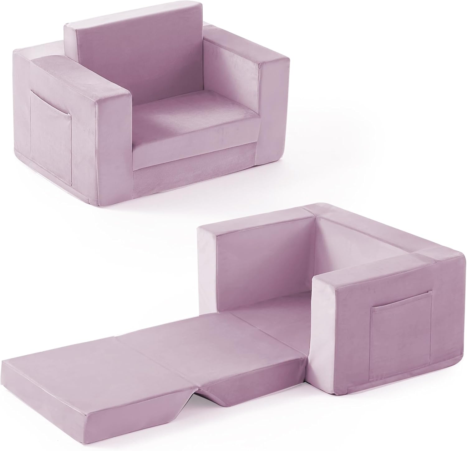 Kids Couch 2-in-1 Toddler Chair Comfy for Ages 1-3 Years