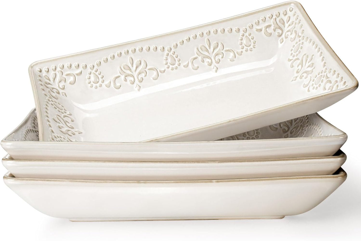 Artena Ceramic Pasta Bowls Set of 4 - Elegant 9.85 Inch Dishes
