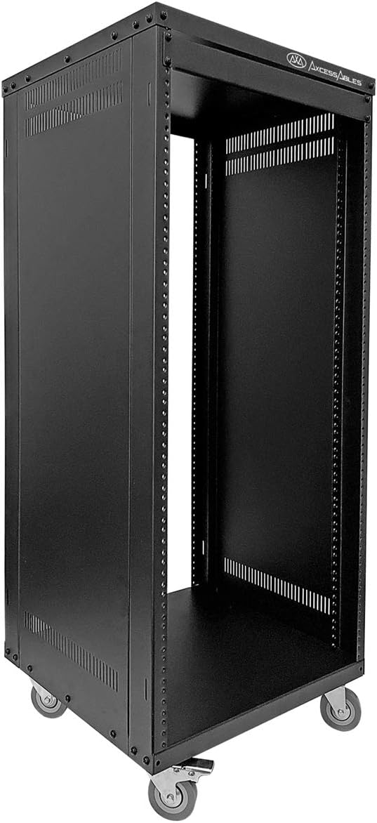 AxcessAbles 22U Rack-Mount Cabinet Case with Caster Wheels