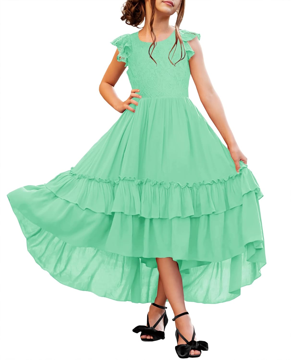 HOSIKA Girls Lace Boho Flower Girl Dress for Special Occasions