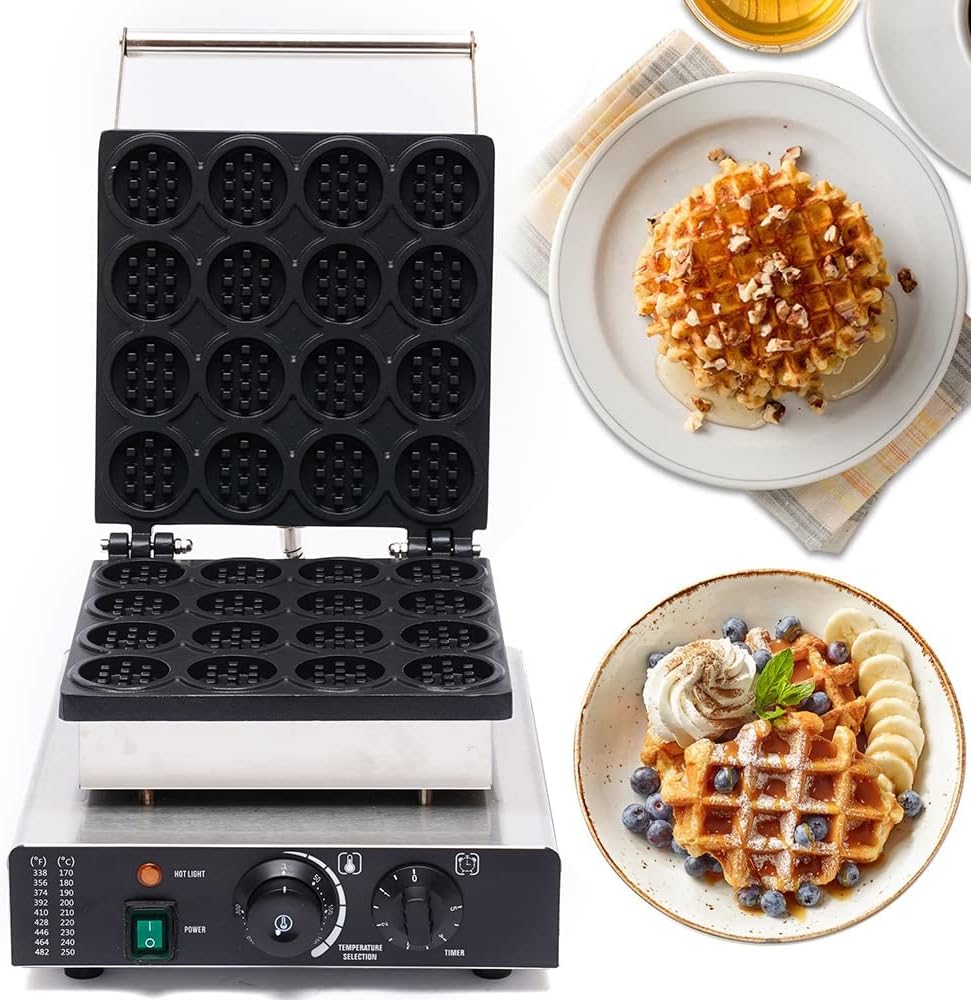 NOPTEG Stainless Steel Waffle Maker - Perfect 16 Mini Waffles!
