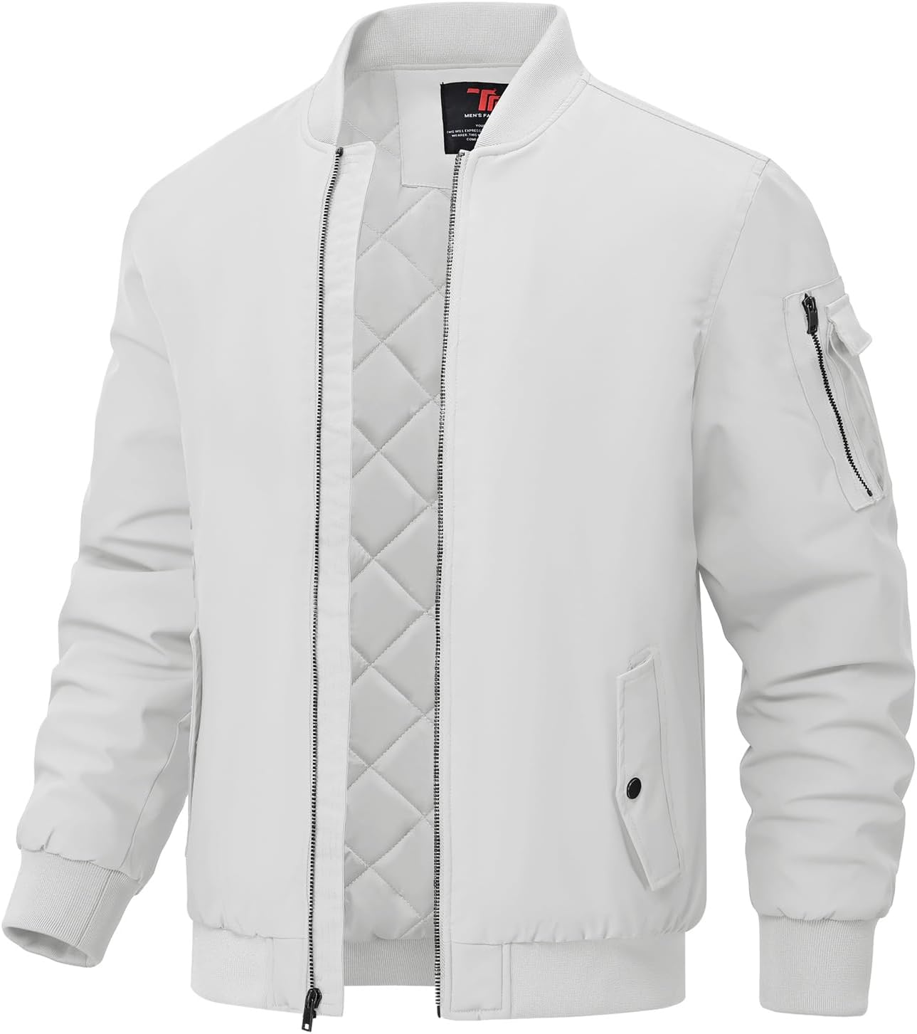 BGOWATU Men's Windproof Quilted Bomber Jacket for Fall Winter