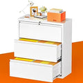 INTERGREAT White 3 Drawer Lateral File Cabinet with Lock - Secure
