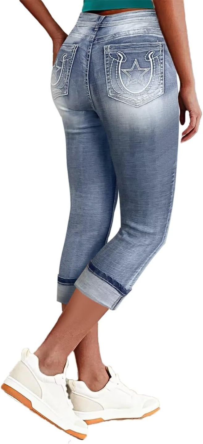 Flamingals Women's Denim Capri Jeans for Effortless Style