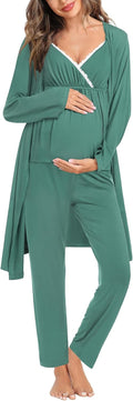 Maternity Nursing Robe Set 3 Piece Breastfeeding Pajamas - Comfortable