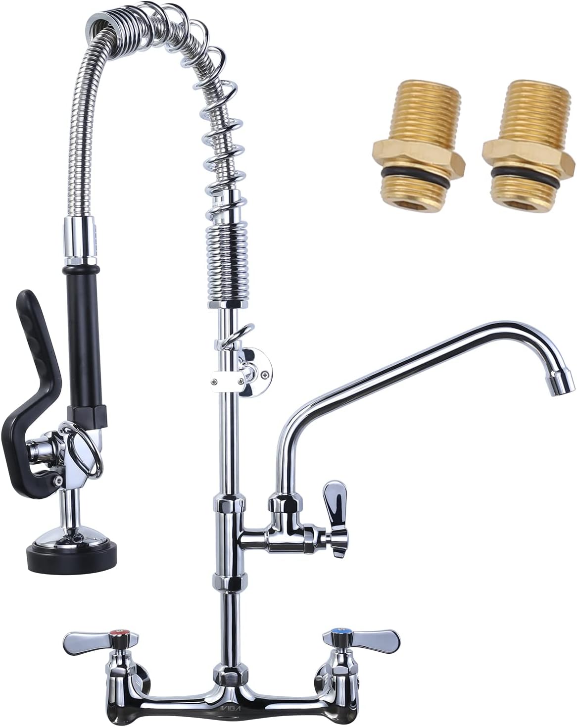 Commercial Kitchen Faucet Wall Mount with Pre-Rinse Sprayer