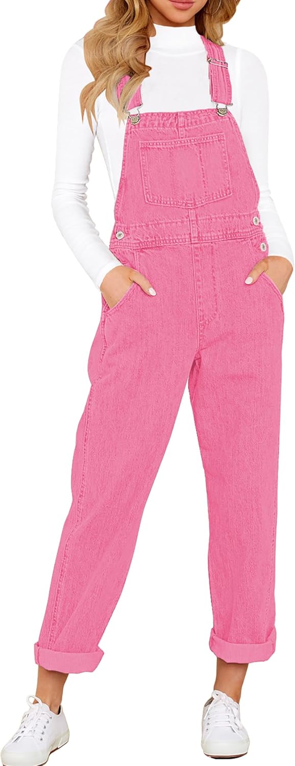 Luvamia Women's Casual Stretch Adjustable Denim Bib Overalls