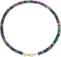 Rainbow Gemstone Beaded Choker Necklace 14K Gold Bow Clasp